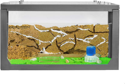 Anthouse.ES - 3D Aquarium-Style Natural Ant Farm - Sand Ant Farm - Complete Kit with Sand and Accessories - Starter Model 20x10x10 cm - Grey Color