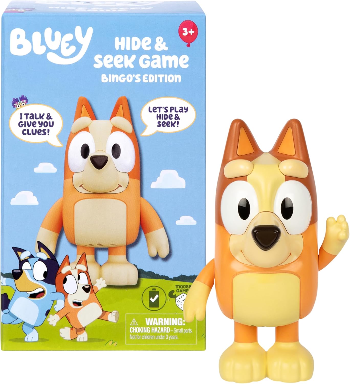 Bluey Game Hide and Seek Figure, Articulated, Musical Kids Figurines with Dance Mode, Interactive Play Toddler Figurine Toys for Ages 3+