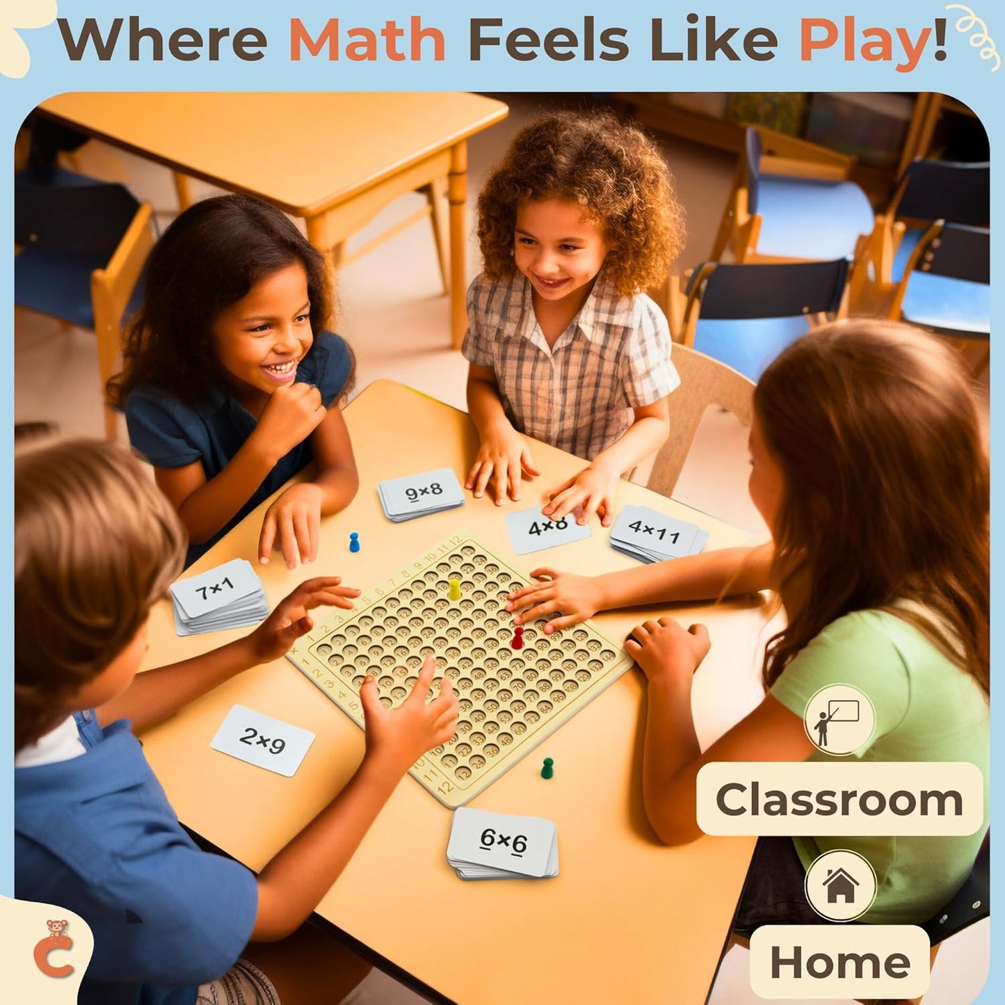 Multiplication Games, 12x12 Wooden Montessori Multiplication Board Game, Larger Size Times Table, Montessori Math Learning Materials, Educational Toy for Toddlers, Preschool Gifts for Kids