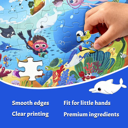GIVEITALL Jigsaw Puzzles for Kids Ages 3-5 6-8 8-10 Year Old,Dog Planet Floor Puzzle 36 Pieces Enlightening Game Creative Gifts for Boys Girls (Dog)