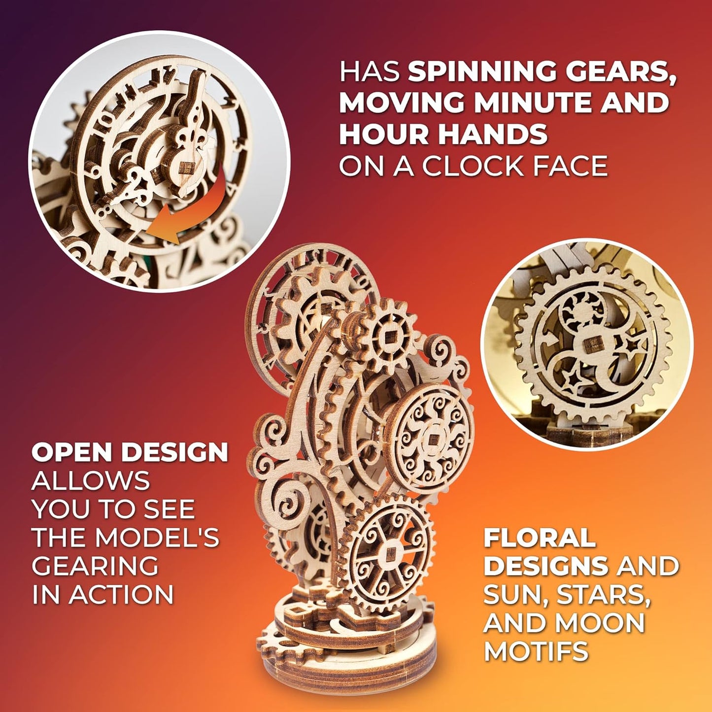 UGEARS Old Clock Tower 3D Wooden Puzzles for Adults - Wooden Model Kits for Adults Clock Kit for Do It Yourself Wood Building Kit for Adult Mechanical Puzzle Brain Teaser, Hobby Set