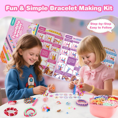 Nicella Bracelet Making Kit Gifts for Girls Ages 8-12, Weaving Loom Kit Toys, 1300+PCS Kids DIY Craft Kits with 2 Weaving Comb, Easter Gifts for Girls 6 7 8 9 10 11 12 Year Old