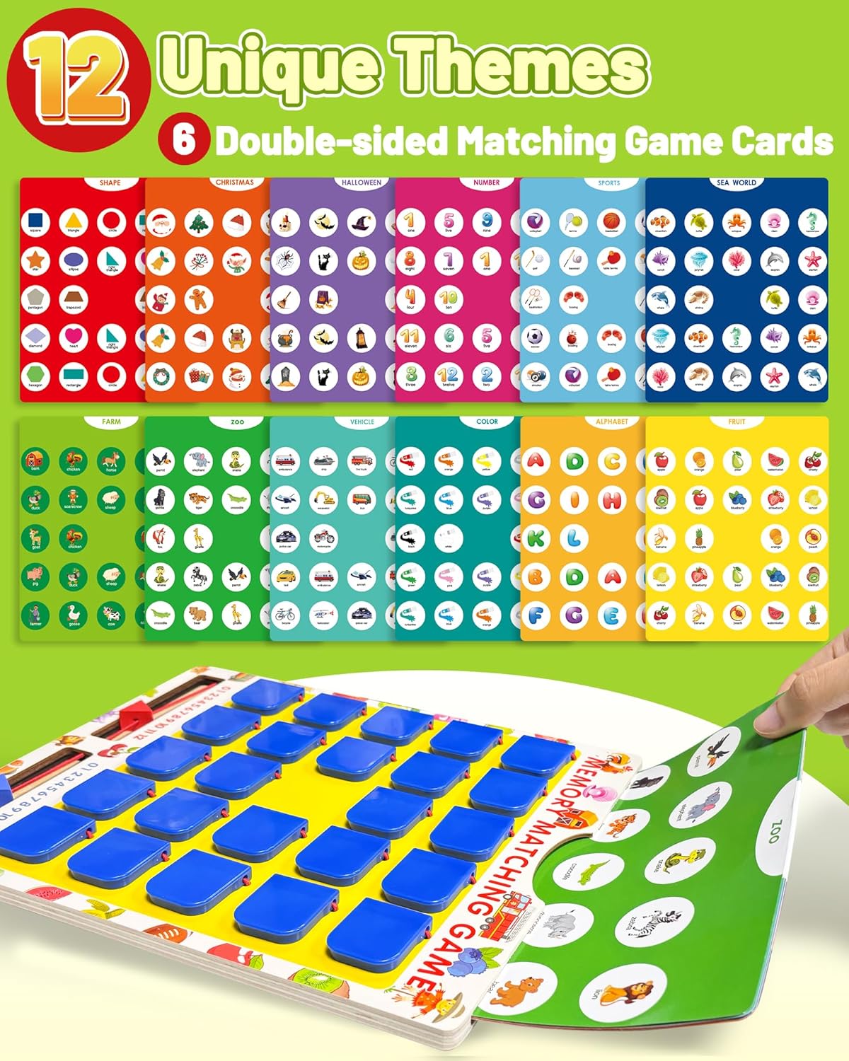 Matching Memory Game for Kids Ages 3-5 4-8, Car Airplane Travel Toys Games Activities for 3-5, Road Trip Essentials for Kids Toddlers, Board Games for Kids 4-6, Birthday Gifts for Kids Boys Girls