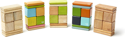8 Piece Tegu Pocket Pouch Magnetic Wooden Block Set, Tints
