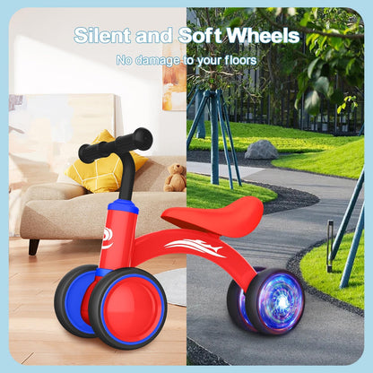 Gamfeiny Colorful Lighting Baby Balance Bike Toys for 1 Year Old Boy Girl Gifts, 10-36 Month Toddler Balance Bike, No Pedal 4 Silence Wheels & Soft Seat First Riding on Toys, 1st Birthday Gifts