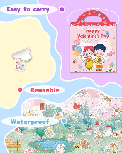Benresive Reusable Sticker Books for Toddlers, Fun Travel Stickers for Kids, Toddler Sticker Book, Crafts Activities for Toddlers, 3 and Up Birthady Gifts - Vehicle