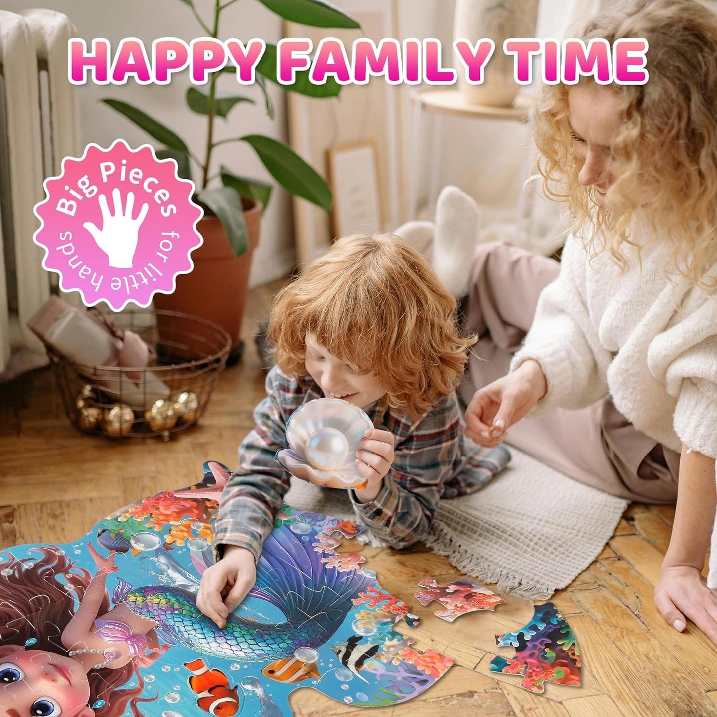 Floor Puzzles for Kids Ages 3-5, Unicorn Puzzles for Toddler Ages 4-6, 50 Pieces Jumbo Puzzles with Box, Unicorn Toys for Gifts 3-8 Years Old