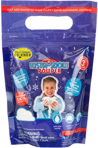 Steve Spangler Science Insta-Snow Powder, STEM Activity for School and Homeschool Activities, Fun & Safe Science Kits, Kids Make Fluffy Snow In Seconds, Top Sensory Toy For Classrooms, 14 oz