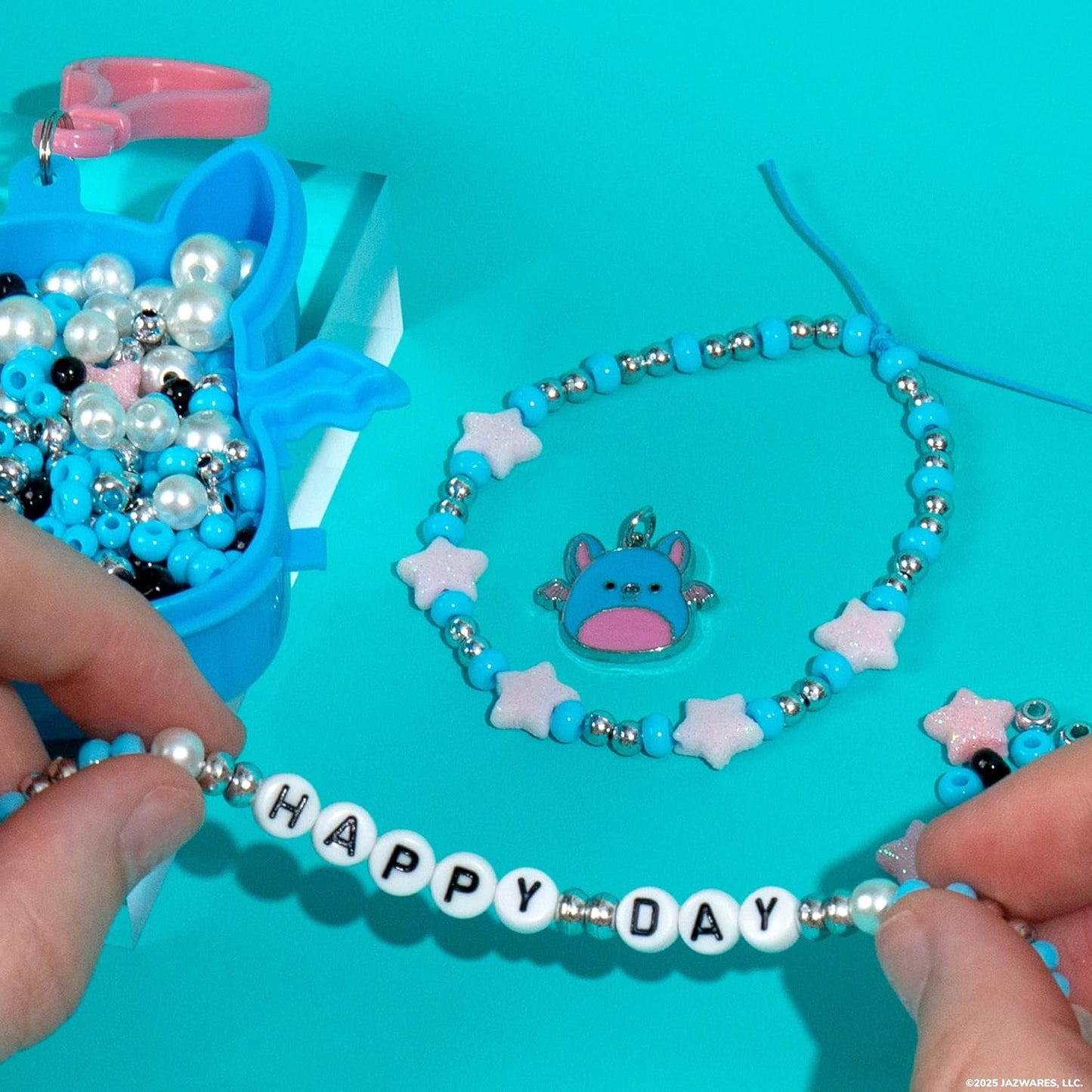 Original Squishmallows Archie The Axolotl Bracelet Kit, Friendship Bracelet Kit, Charm Bracelet Making Kit, Gifts for Girls, Squishmallows for Boys, Craft Kits