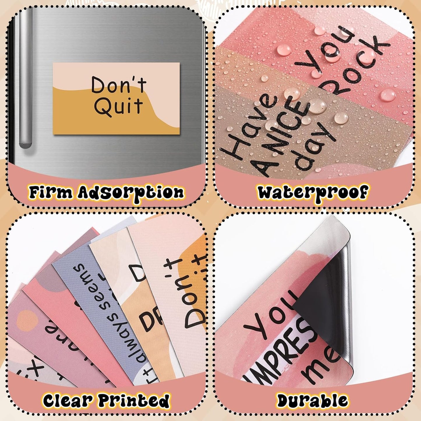 Xuhal 60 Pcs Inspirational Magnets Bulk Rectangle Positive Affirmation Magnets Decals Decorative Inspiring Quotes Fridge Magnetic Stickers for Adults Students Team Motivational Gifts (Classic)