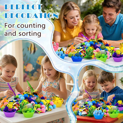 270 Pcs Numbers and Letters Sensory Bin Items Back to School Counting Sorting Sensory Bin Filler Fine Motor Numbers and Letters Geometric Figure Counts for Easter Spring Summer Sorting