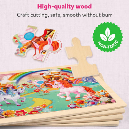 SYNARRY Large US World Earth Solar System Wooden Puzzles for Kids Gift Box(12.2 * 9.4 in), Puzzles for Toddlers 3-5, Wood Puzzles for Kids Ages 4-6, Easter Basket Stuffers Gifts for Kids