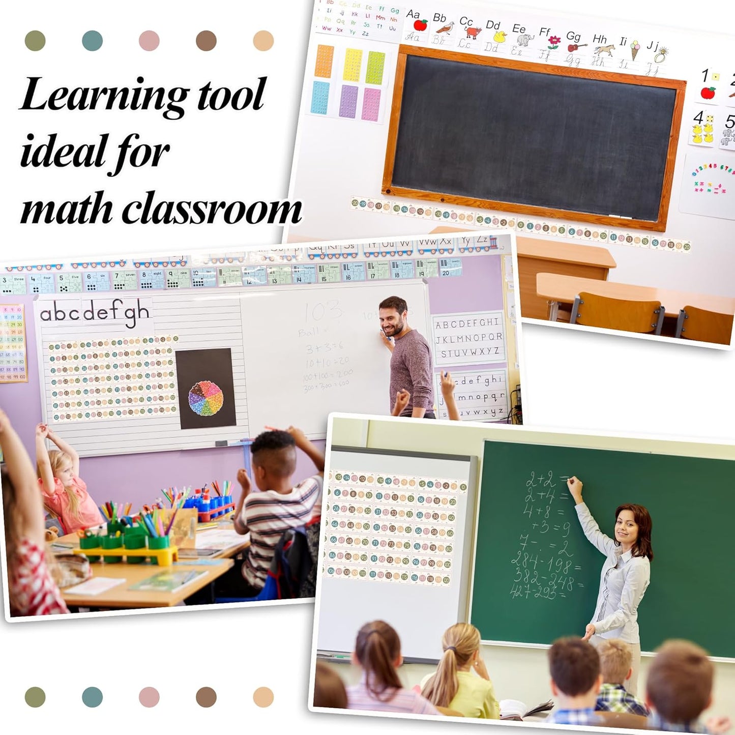 29 Pieces Number Line for Classroom Wall -20 to 120 Number Line Bulletin Board Border Boho Classroom Decorations Math Posters for Teachers