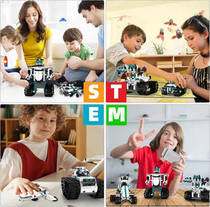 STEM Robot for Kids Ages 8-14, 5-in-1 Remote Control and APP Programmable Robot Toys - 720 Pcs DIY Building Science Educational Kit, Building Block Birthday Present for Teen Boys Girls