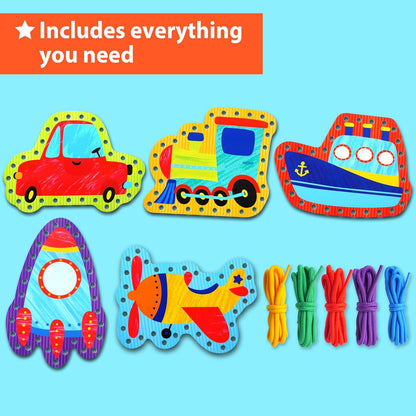 KRAFUN My First Lacing Cards Kit for Toddlers & Kids Age 3+, 10 Safari Animal Arts & Crafts Projects, Fine Motor Skills Toys with Lion Monkey Elephant Tiger Giraffe Hippo Zebra Bear