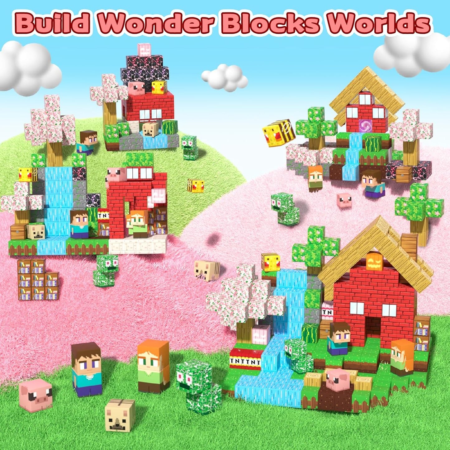 Magnetic Blocks Toys for Kids, 100 PCS Building Blocks Cubes, Stacking Magnetic Tiles Toys for Kids Toddlers Boys Girls Ages 3 4 5 6 7 8-12 Birthday Gifts Party Supplies (Underworld)