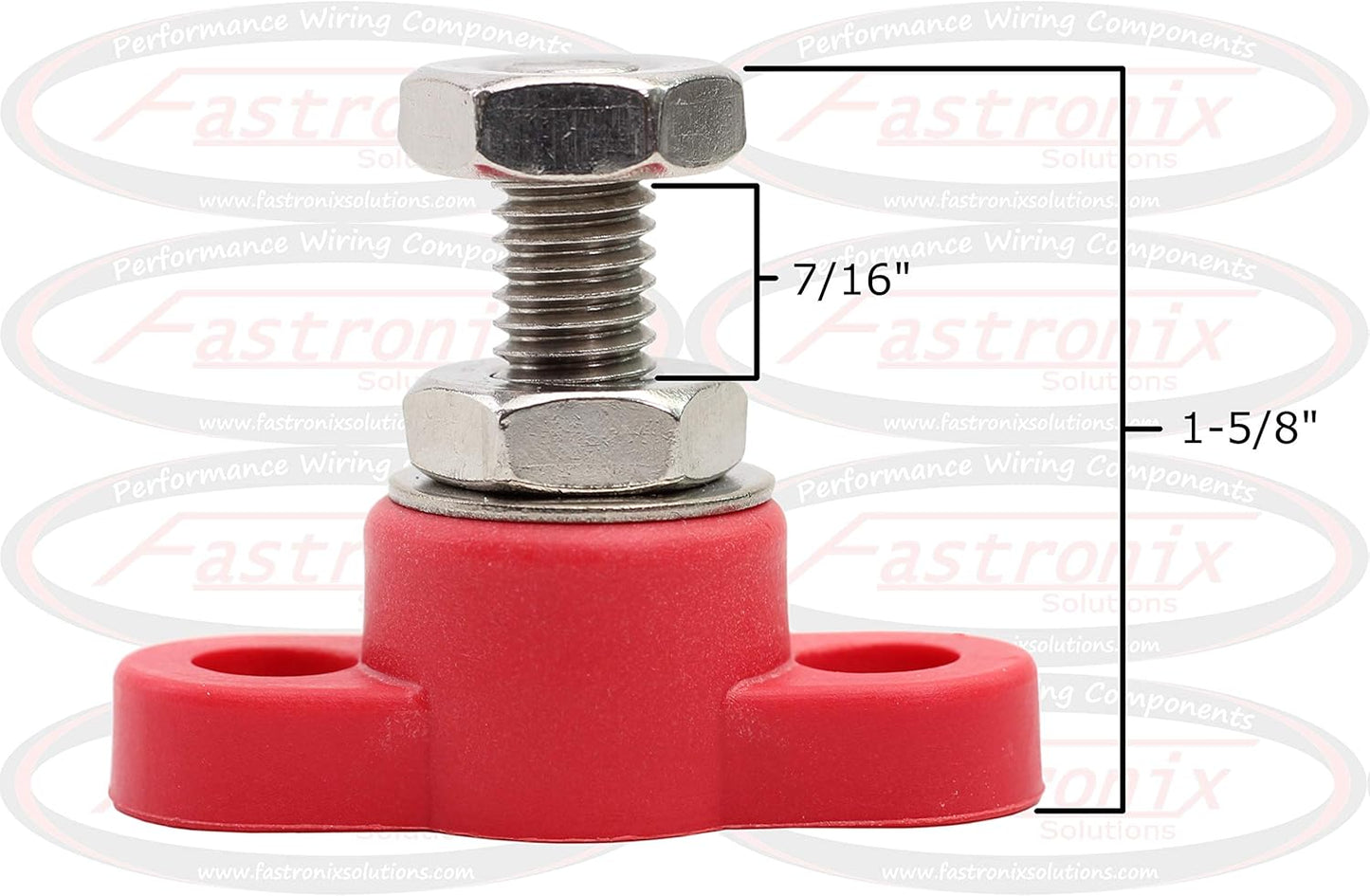Fastronix 3/16" (#10-32) Stainless Steel Single Stud Power and Ground Junction Block Red and Black