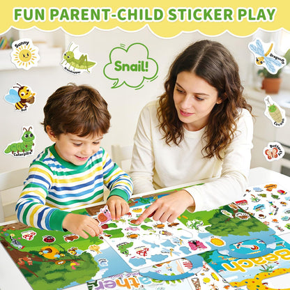 6 Sets Reusable Sticker Book for Toddlers 3-6, Jelly Sticker Books for Toddler, Travel Sticker Activity Toys for Kids 3 4 5 6 Years Old Girls & Boys