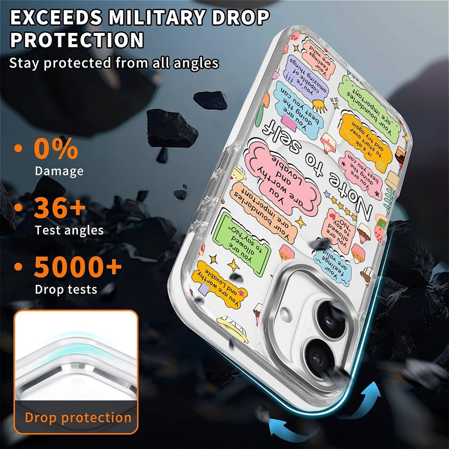 for iPhone 17 Pro Max Case [Compatible with Magsafe],Girls Women Clear Magnetic Case Silicone Shockproof Protective Cover with Pattern Colorful Motivational Letters