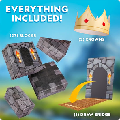 NATIONAL GEOGRAPHIC Kids Jumbo Cardboard Building Blocks – 40 Heavy-Duty Bricks in 3 Sizes, Build & Learn with Game Spinner & Activity Cards for Kids 3+, Indoor Play Construction Toy for STEM Learning