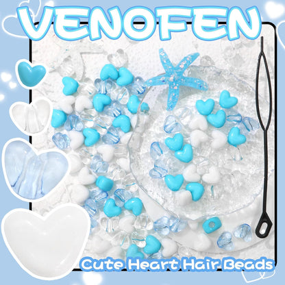 88PCS Pink White Hair Beads for Braids Lovely Heart Shape Loc Dreadlock Valentine's Day Bead Accessories Cute Acrylic Small Pony Beads for Kids Girls