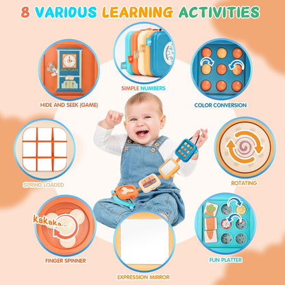 Busy Board for 1 Year Old, Travel Toys for Toddler 1-3 on Plane Car, Montessori Busy Board Busy Cube, Toys for 1 Year Old Boy Girl, Easter Basket Stuffers for Toddler