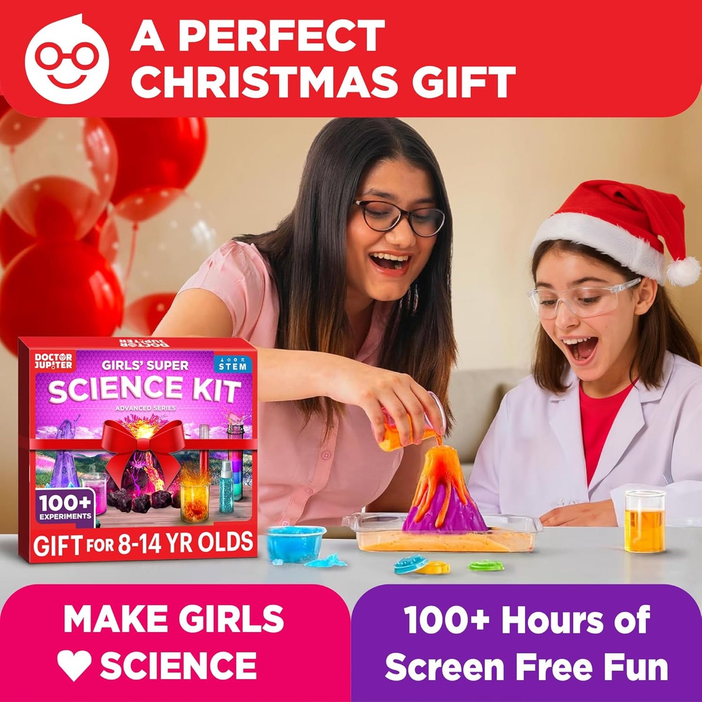 Doctor Jupiter Preschool Science Kit for Kids Ages 3-5 | Toddler Learning Activities, Birthday Gift Ideas for 3-4-5 Year Old Girls | Learning & Educational Toy STEM Kit with 100+ Experiments