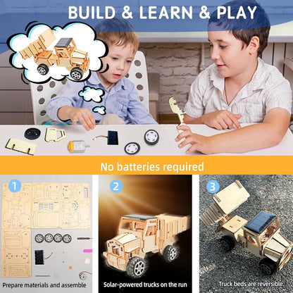 STEM Toys for Kids 8-14, 6-in-1 Wooden Model Car Building Kits with Solar Helicopter & Wind Car - Engineering Kits for Boys & Girls Birthday Gifts