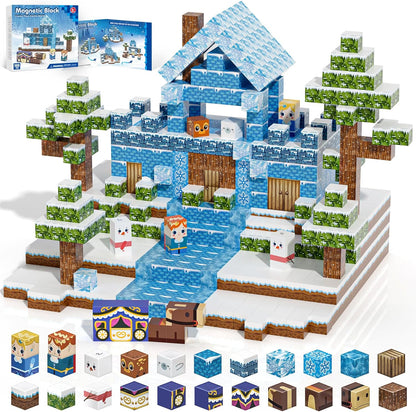 Magnetic Blocks, Magnetic Building Blocks Gryxpox, Magnet Tiles with Adventure World Blocks Toy, Magnetic Blocks For Kids Ages 4-8, STEM Sensory Toys for Ages 3+ Toddlers Kids Girl Boys Birthday Gifts