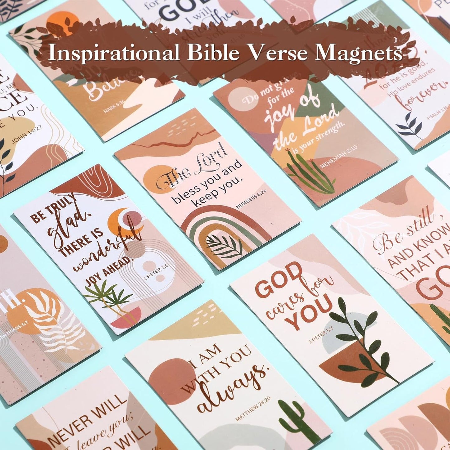 Blosssound 60 Pcs Inspirational Christian Magnets with Bible Verses Religious Refrigerator Magnet Motivational Quotes Fridge Scripture Positive Gifts for Home Office School Locker Decor(Scenery)