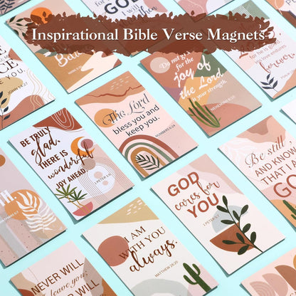 Blosssound 60 Pcs Inspirational Christian Magnets with Bible Verses Religious Refrigerator Magnet Motivational Quotes Fridge Scripture Positive Gifts for Home Office School Locker Decor(Scenery)