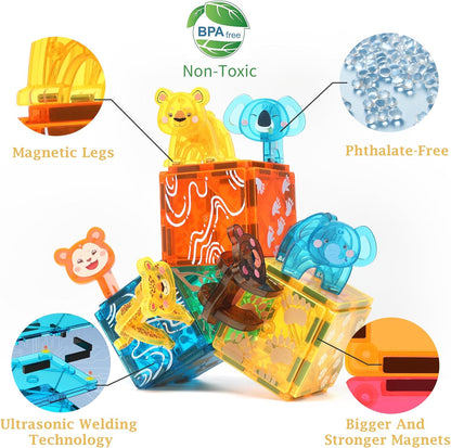 MEGAGONTILES Marble Run Magnetic Tiles Set 120PCS | STEM-Authenticated Magnetic Building Blocks with Marble Track Pieces | Educational Construction Toy for Kids Ages 3–8 (Boys & Girls)
