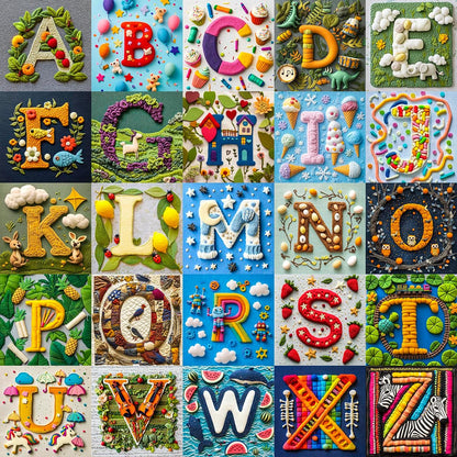 Bgraamiens-NO Y-Patchwork Alphabet Collage Jigsaw Puzzle with NO Y- Funny and Colorful Jigsaw 1000 Pieces for Adults