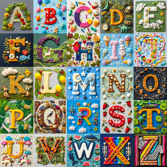 Bgraamiens-NO Y-Patchwork Alphabet Collage Jigsaw Puzzle with NO Y- Funny and Colorful Jigsaw 1000 Pieces for Adults
