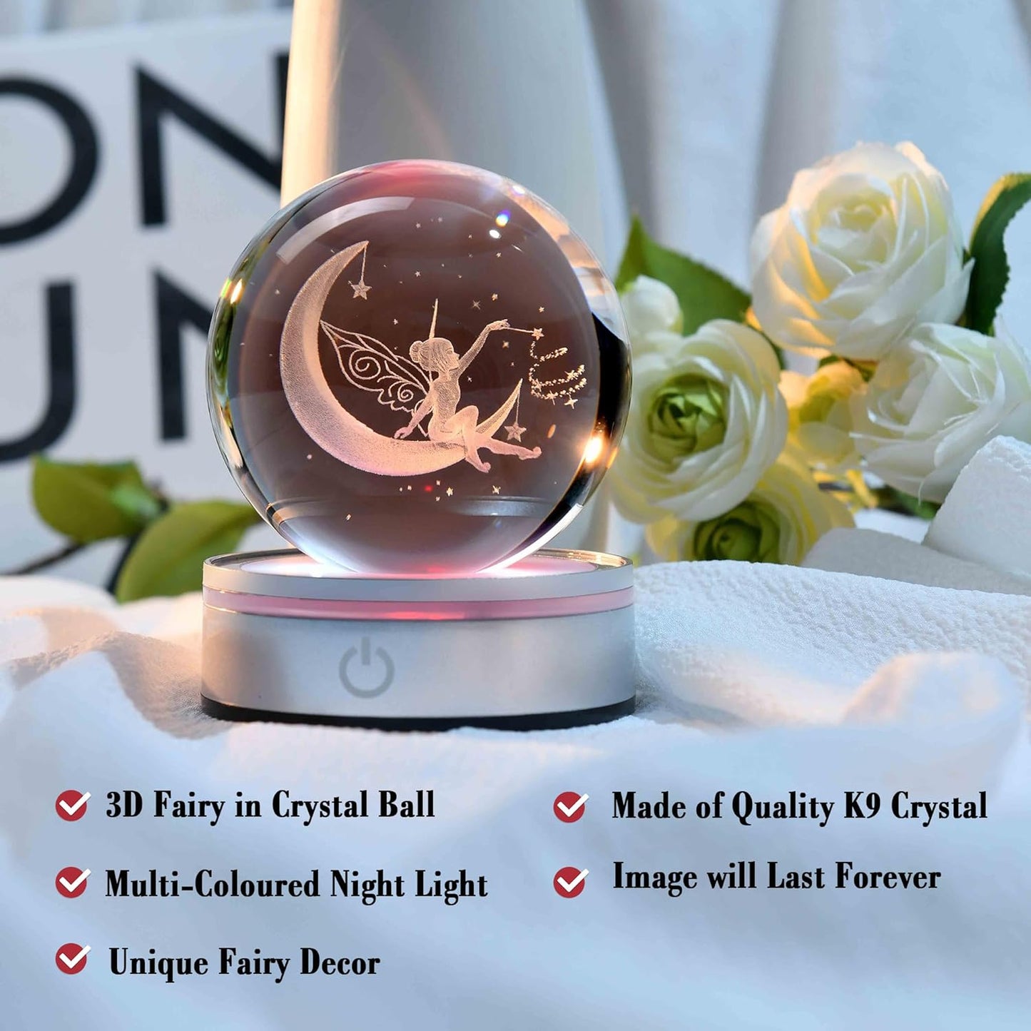 IFOLAINA 3D Solar System Crystal Ball Model Gift Space Astronomy Gift Planets Multicolor Universe Globe Ball Science Astrophysics Gift Night Light Kids Bedroom Adults Gift