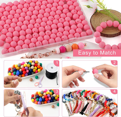 65Pcs 19mm Silicone Beads for Keychain Making Bracelet Necklace, Bulk Round Silicone Beads for Pens（Christmas Green） - Colors B
