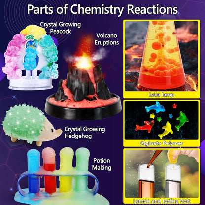 UNGLINGA 260+ Experiments Science Kits for Kids, S.T.E.M Science Projects, Chemistry Set, Christmas Birthday Toys Gifts Idea for Boys Girls, Dig Volcano Gemstones, Educational Scientist Set