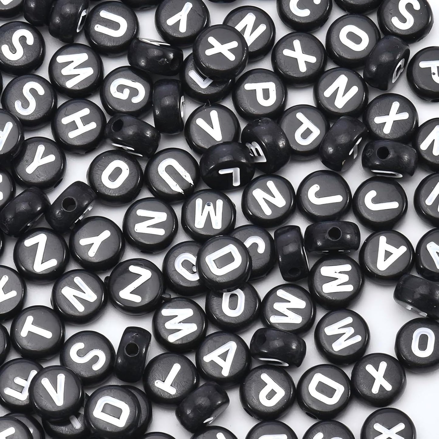 1600Pcs White and Silver Round Letter Beads A-Z, 4X7mm Acrylic Alphabet Beads for Jewelry Making