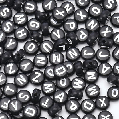 1600Pcs White and Silver Round Letter Beads A-Z, 4X7mm Acrylic Alphabet Beads for Jewelry Making
