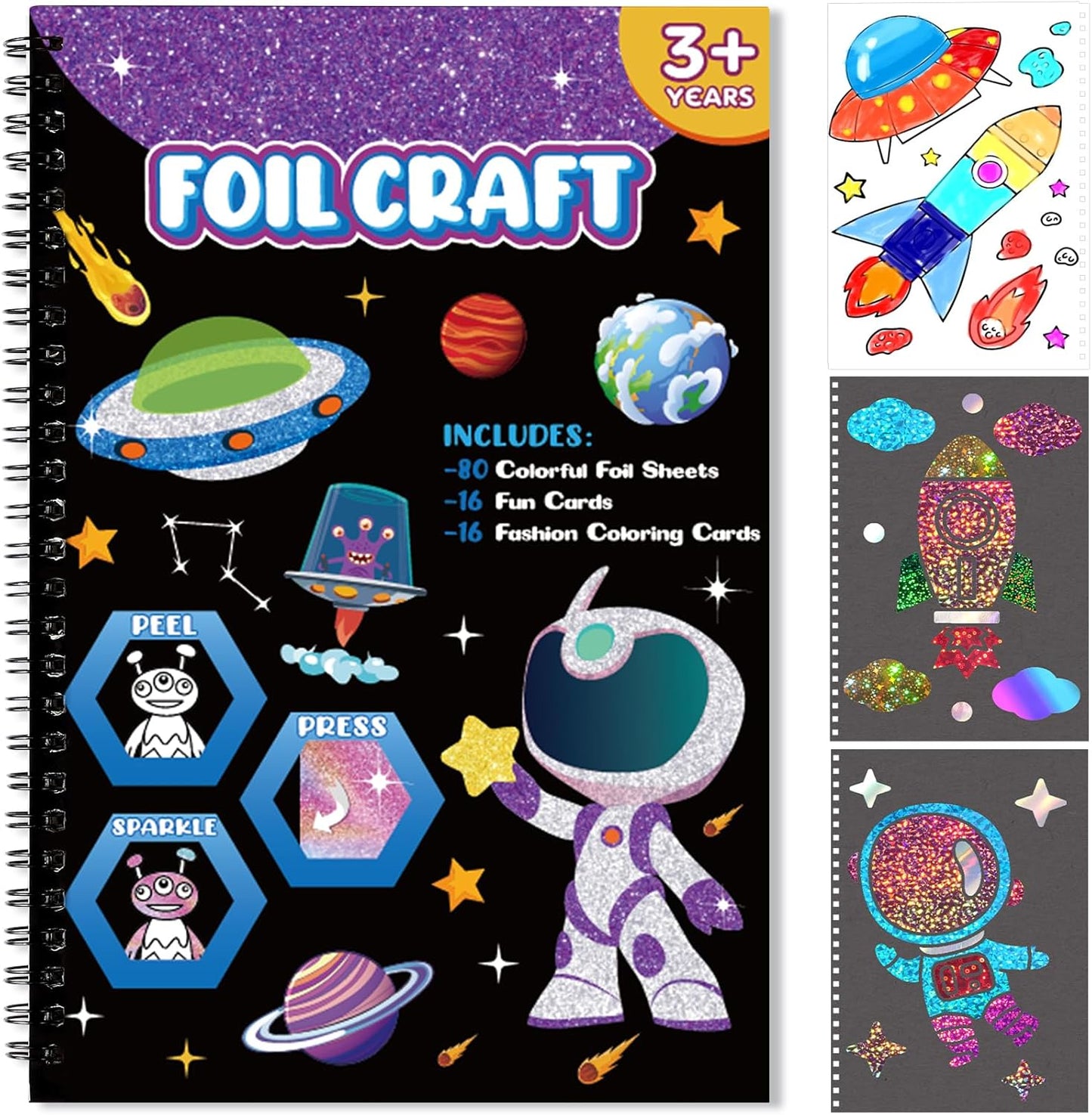 Foil Craft Bugs Butterfly DIY Art Fun Kits Set, No Mess Creative Foil Art Drawing Game for Kids, Birthday Gifts Crafts Supplies Travel Toys for Girls Boys Ages 4-9