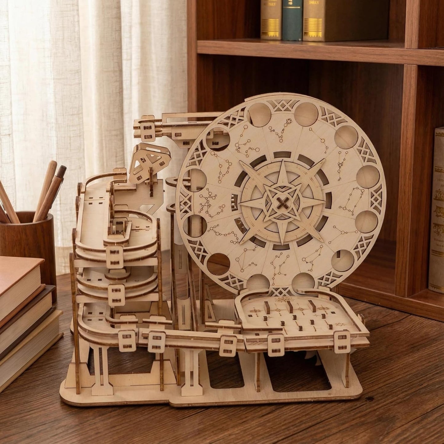 3D Wooden Puzzles for Adults Wood Marble Run to Build Wood disc Creative Mechanical Puzzles Assembly Model Building Kits Perfect Christmas and Birthday Gifts