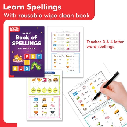 Doctor Jupiter Preschool Tracing Books for Kids Ages 3-5 | 100+ Wipe-Clean Learning Activities - Kindergarten Workbook with Lines, Shapes, Letters & Numbers | Educational Toys, Writing Practice