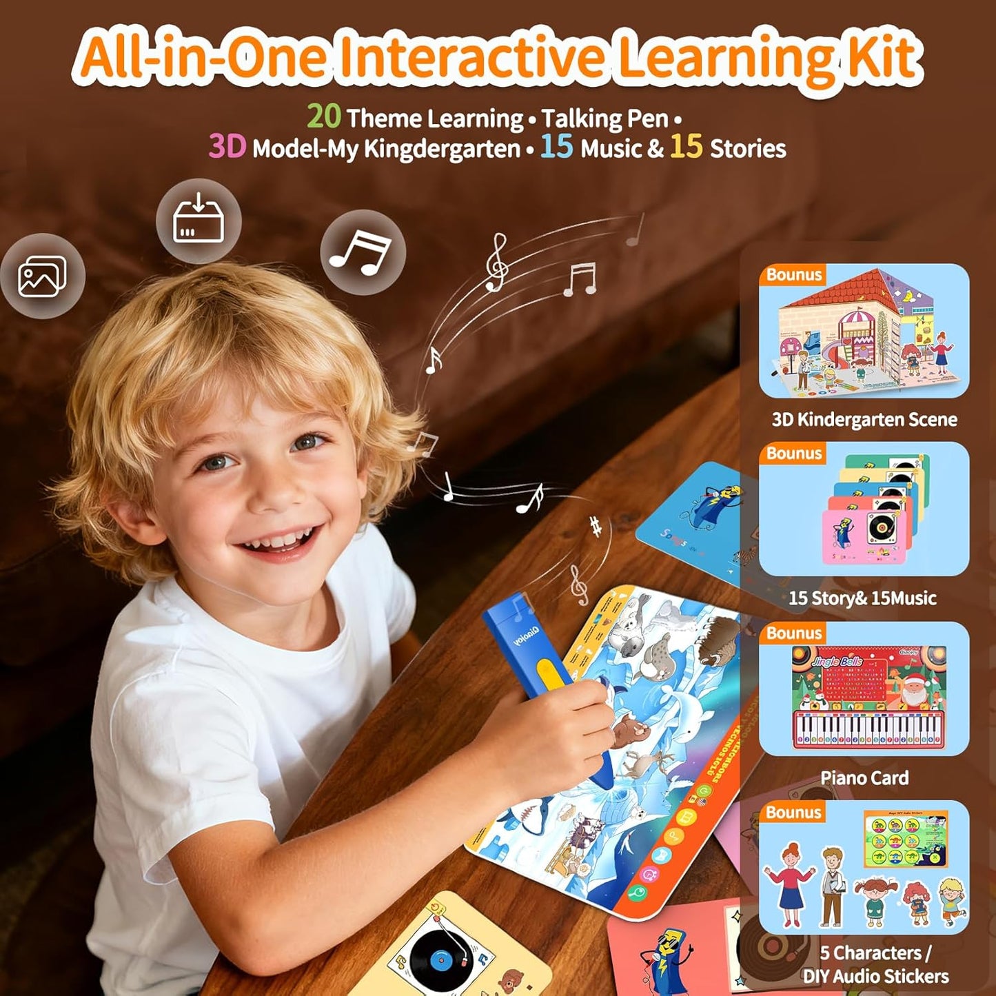 Qiaojoy Bilingual Interactive World Map for Kids Learning and Educational Toys, Talking Electronic Kids World Map i-Poster Geography Games Ages 3 to 12 Years Old, Custom Talking Birthday Gifts Card