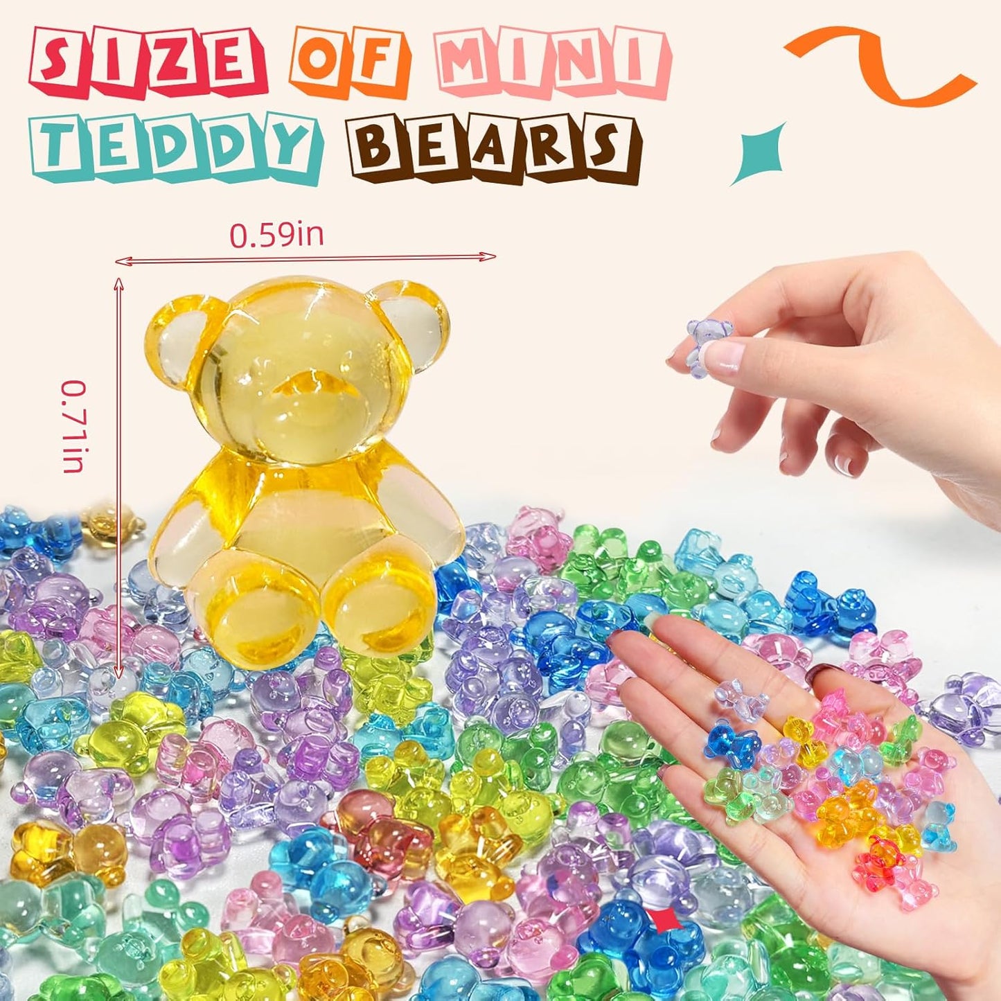 HAPTIME 240 Pcs Valentines Bears, Mini Resin Animals, Cute Trinkets, Counting Bears,Small Figures for Kids, Tiny Toys, Miniature Figurines, Resin Animals to Hide, Teddy Bears Bulk