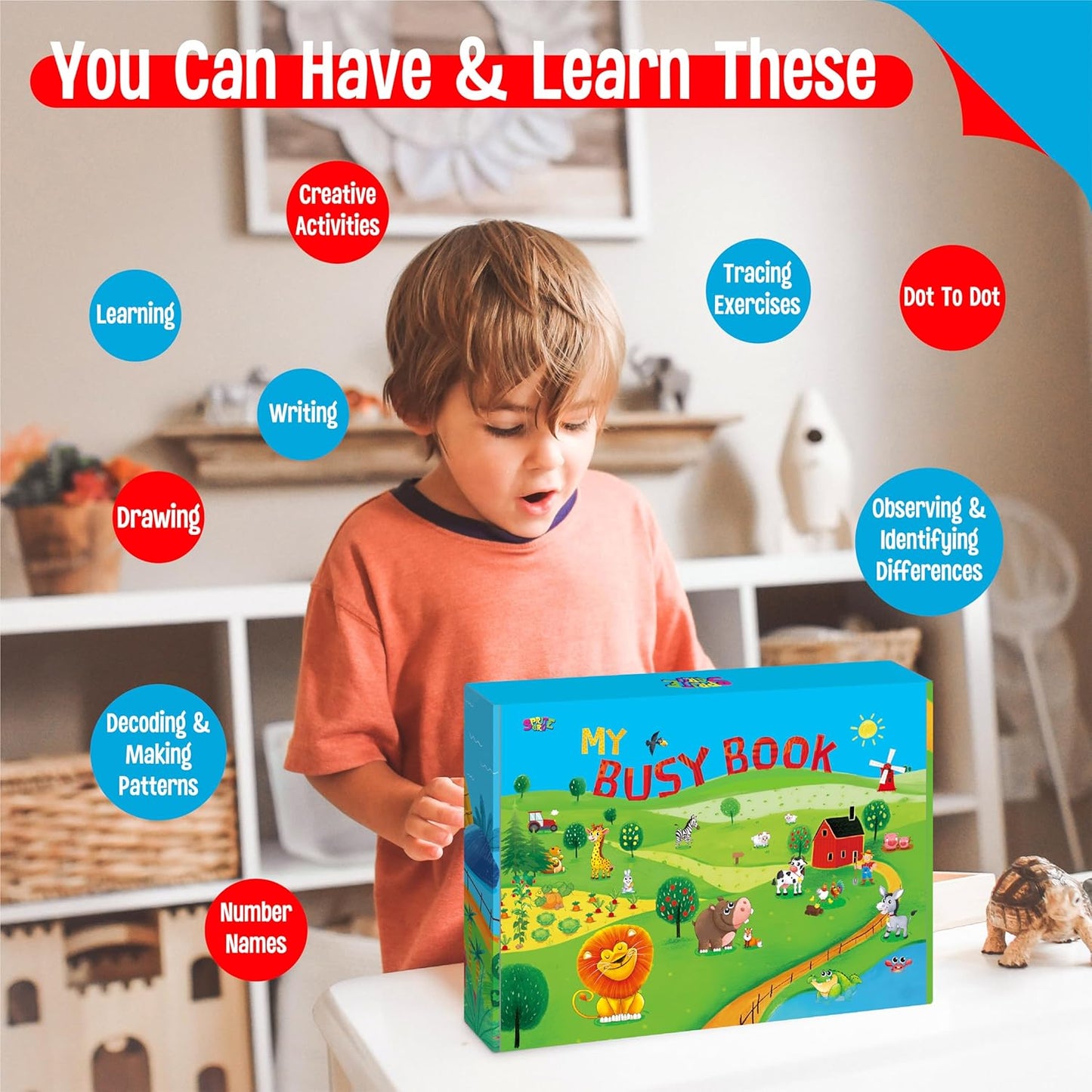 SpriteGru Dry Erase Mazes Game Pad, 30 Mazes Reusable & Erasable Book, Fun Brain Challenge Games Interesting Educational Toy and Learning Tool for Road Trip Airplane Travel