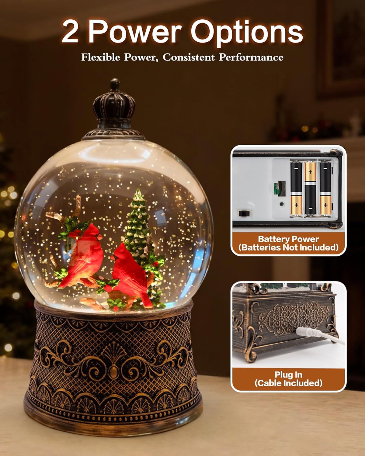 Extra Large Christmas Snow Globes Christmas Lantern, 12.99" Musical Snow Globe with 8 Songs, Santa Snowglobe for Kids Adults, 6H Timer Dual Power, Lighted Christmas Decorations Indoor Gifts