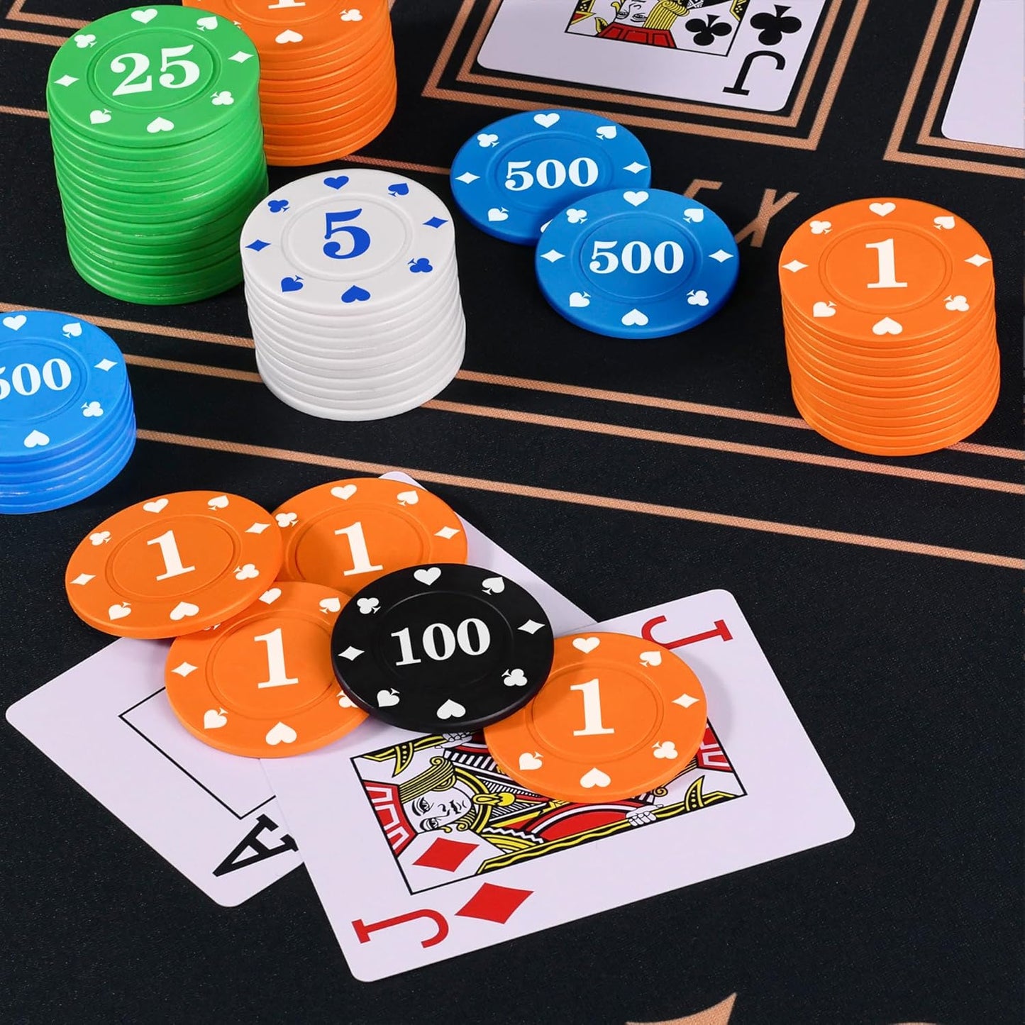 Plastic Poker Chips Set with Storage Box for Blackjack, Texas Hold'em, Night Poker Games