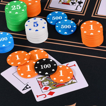 Plastic Poker Chips Set with Storage Box for Blackjack, Texas Hold'em, Night Poker Games