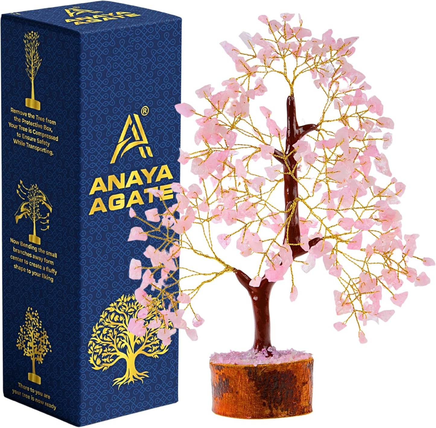 ANAYA AGATE 7 Chakra Healing Crystal Tree of Life Kit, Bracelet, Pendant, Necklace, Feng Shui Money Bonsai Tree, Positive Energy for Women, Mom, Sister and Housewarming Decoration