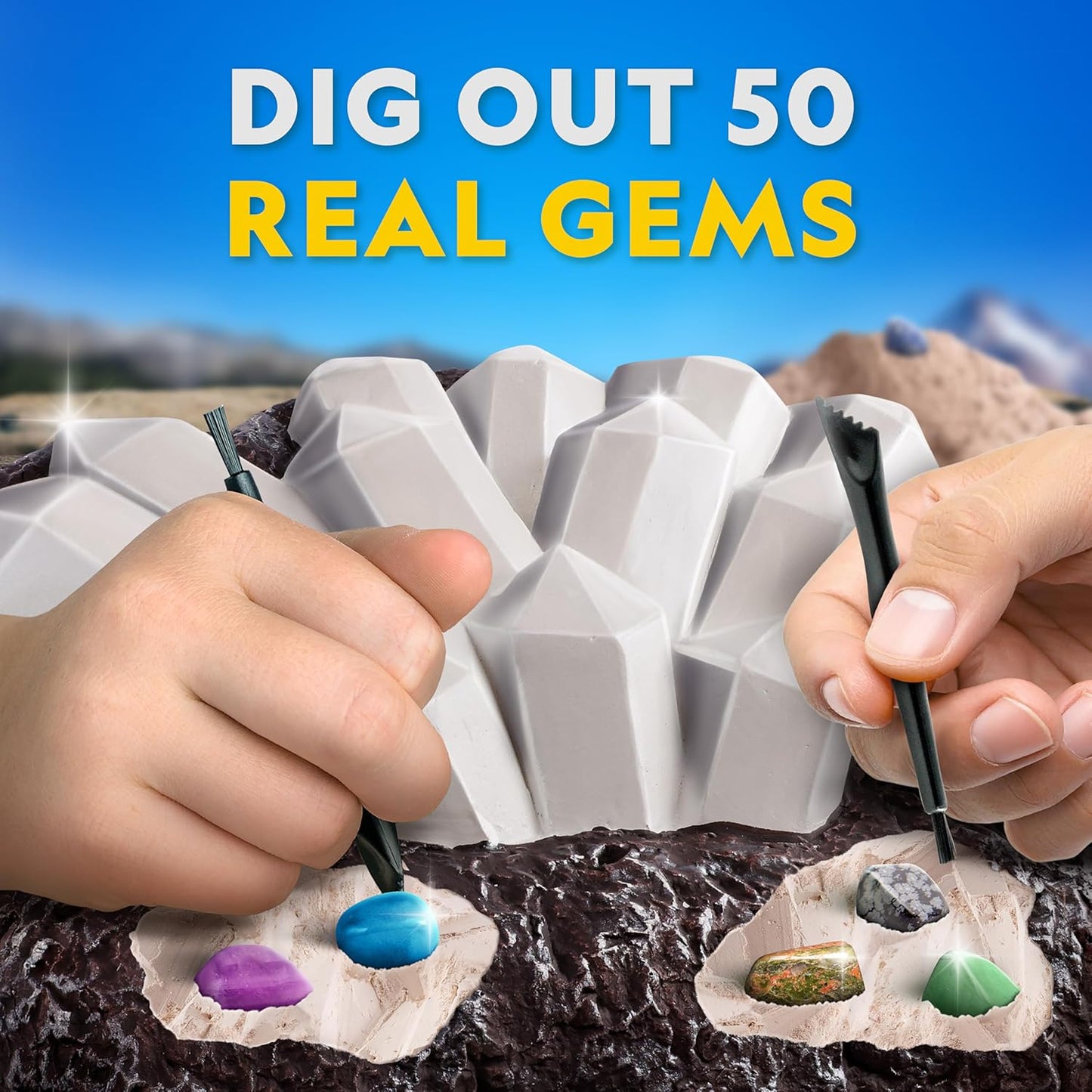 National Geographic Gemstone Dig Kit – Dig Up 10 Real Gemstones and Crystals, Science Kit for Kids, Gem Digging Kit, Gift for Girls and Boys, Mining Kit, Rock Collection